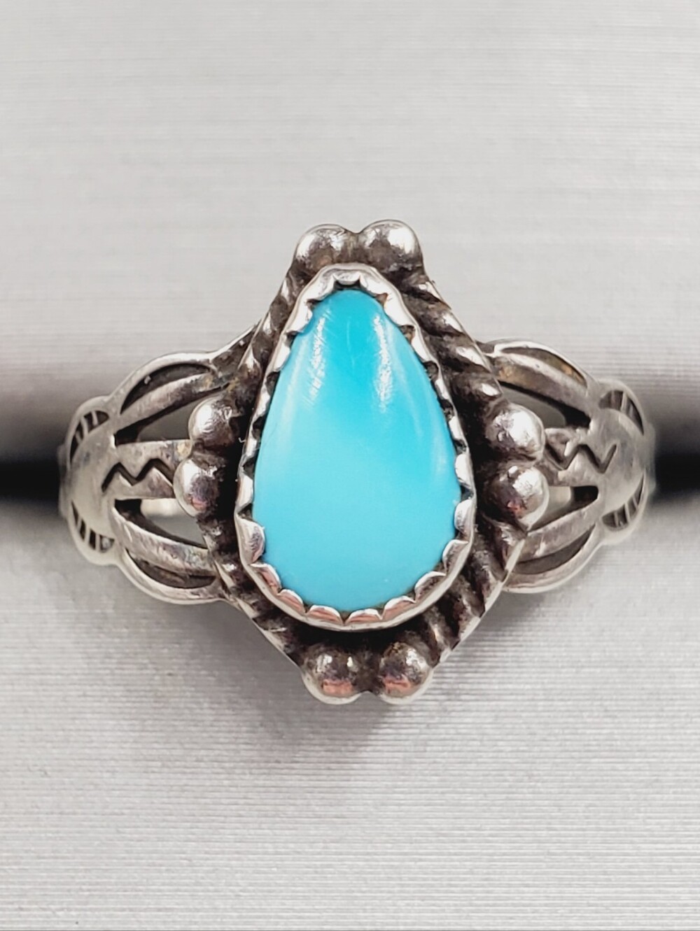Genuine Teardrop Turquoise Vintage Arrow Ring In 925 Sterling Silver